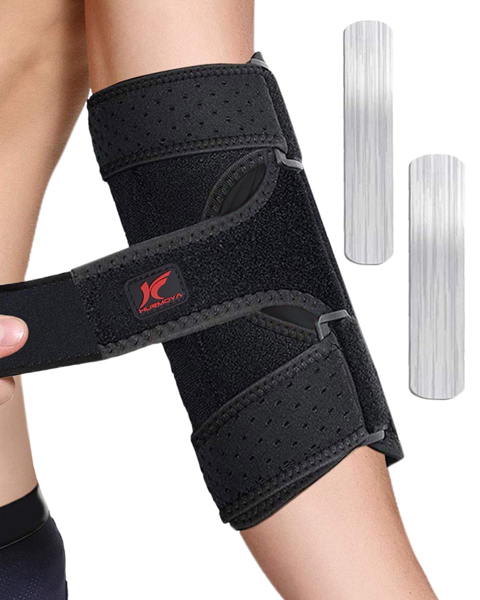 Hurmoya elbow brace front view showing secure fit and support