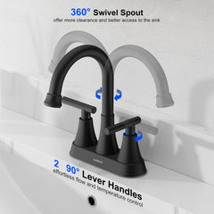 Hurran matte black close-up of spout showing swivel action and smooth flow