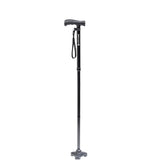 HurryCane Freedom front view showing sturdy base and ergonomic design benefit stability