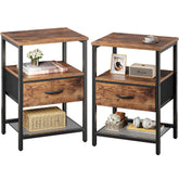 Huuger front view of paired nightstands showing compact storage and style