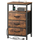 Huuger nightstand front view showing sleek profile and storage benefit