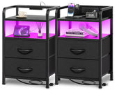 Huuger nightstands front view showing paired modern bedside setup and storage benefit