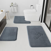 HUXMEYSON front view of 3-piece set showing coordinated grey mats and floor protection