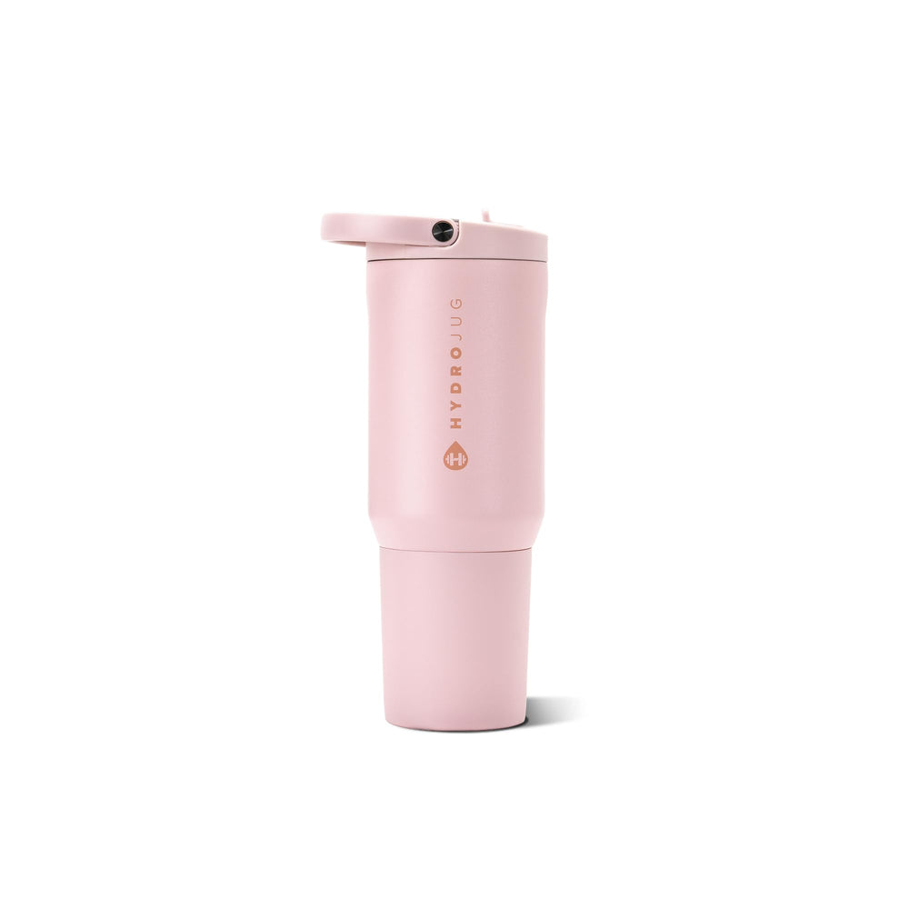 HydroJug Sport front view showing Pink Sand color and leakproof design benefit