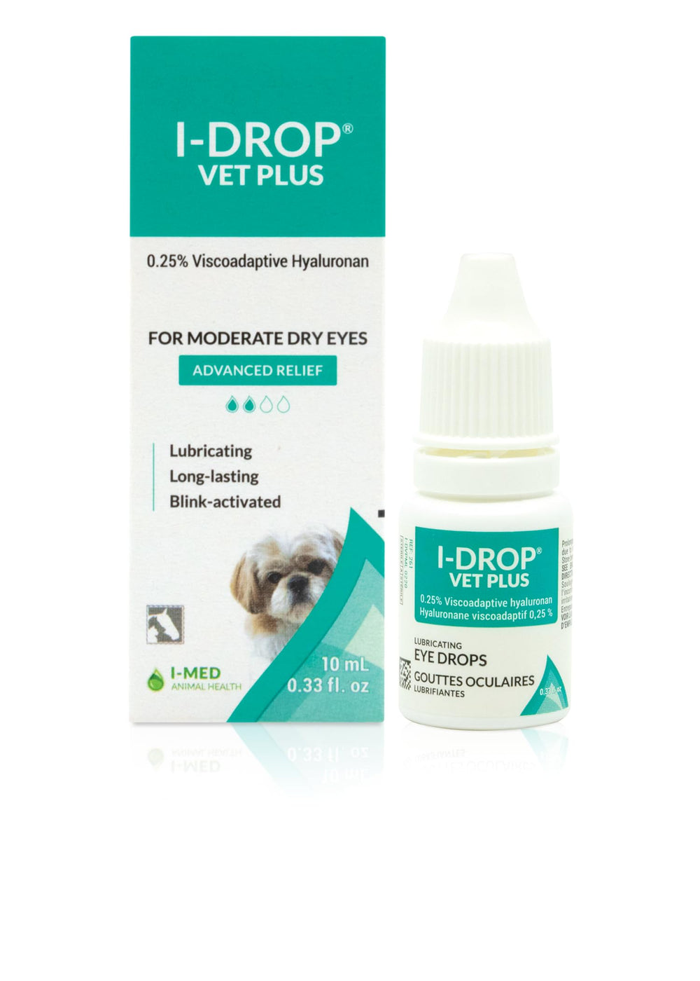 I-DROP Vet Plus front packaging showing product and brand benefiting eye comfort