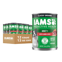 IAMS can front view showing lamb formula and easy identification benefit