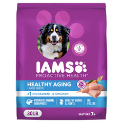 IAMS front packaging showing product name and senior support benefits