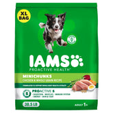 IAMS minichunks front of bag showing chicken-first formula benefit
