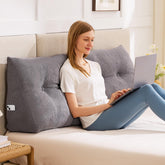IASEAHK front view of dark grey headboard pillow showing clean lines and support