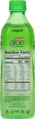 Close-up of Iberia aloe pulp texture in liquid, visible pieces add natural texture