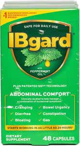 IBgard bottle front showing label and easy daily support benefit