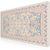 iCasso desk mat front view showing pink floral decor and workspace protection