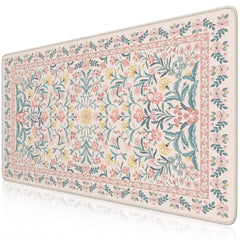 iCasso desk mat front view showing pink floral decor and workspace protection