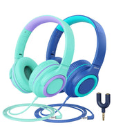 iClever HS22 front view pair showing kid-friendly design and safe listening