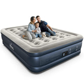 iDOO queen air mattress front view showing raised bed and stable profile for comfort