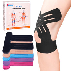 IEADEN front packaging showing 10 black precut knee tapes and quick-ready benefit