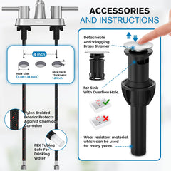 Ifaucet copper pop-up drain included, demonstrating durable metal drain benefit