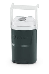 Igloo cooler beside sports gear showing half-gallon scale and portable capacity benefit