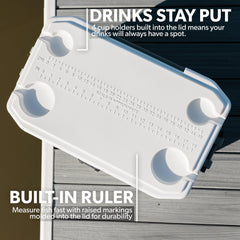 Igloo stainless-steel lid strap detail resisting rust and securing contents