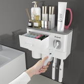iHave front view mounted showing organized brushes and cups for tidy counters