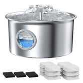 IHOUONE fountain front view showing sleek stainless steel and capacity benefit