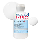Illiyoon milky toner front packaging showing bottle and clean design for gentle hydration