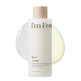 I'm from rice toner front bottle showing clean packaging and benefit of hydration