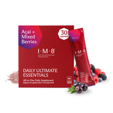 IM8 front packaging showing acai mixed berries flavor and convenience