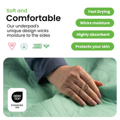 IMPROVIA underpad folded next to ruler to show compact storage and portability