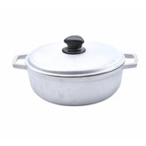 Imusa caldero front view showing shape and lid, highlights durable construction