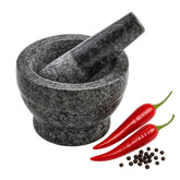 IMUSA front view of polished granite mortar showing solid build and stability