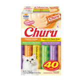 INABA front packaging showing 40 chicken tubes, easy storage benefit