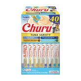 INABA Churu front packaging showing 40 tuna tubes and variety benefits