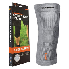 Incrediwear knee sleeve front view showing snug support and improved stability