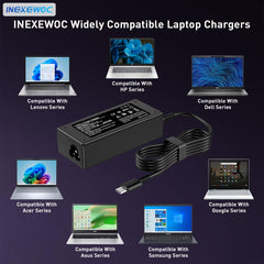 INEXEWOC folded-plug 65W charger showing compact form for easy travel and storage convenience