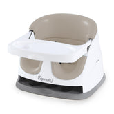 Ingenuity booster front view shows compact design and Cashmere finish benefit portability