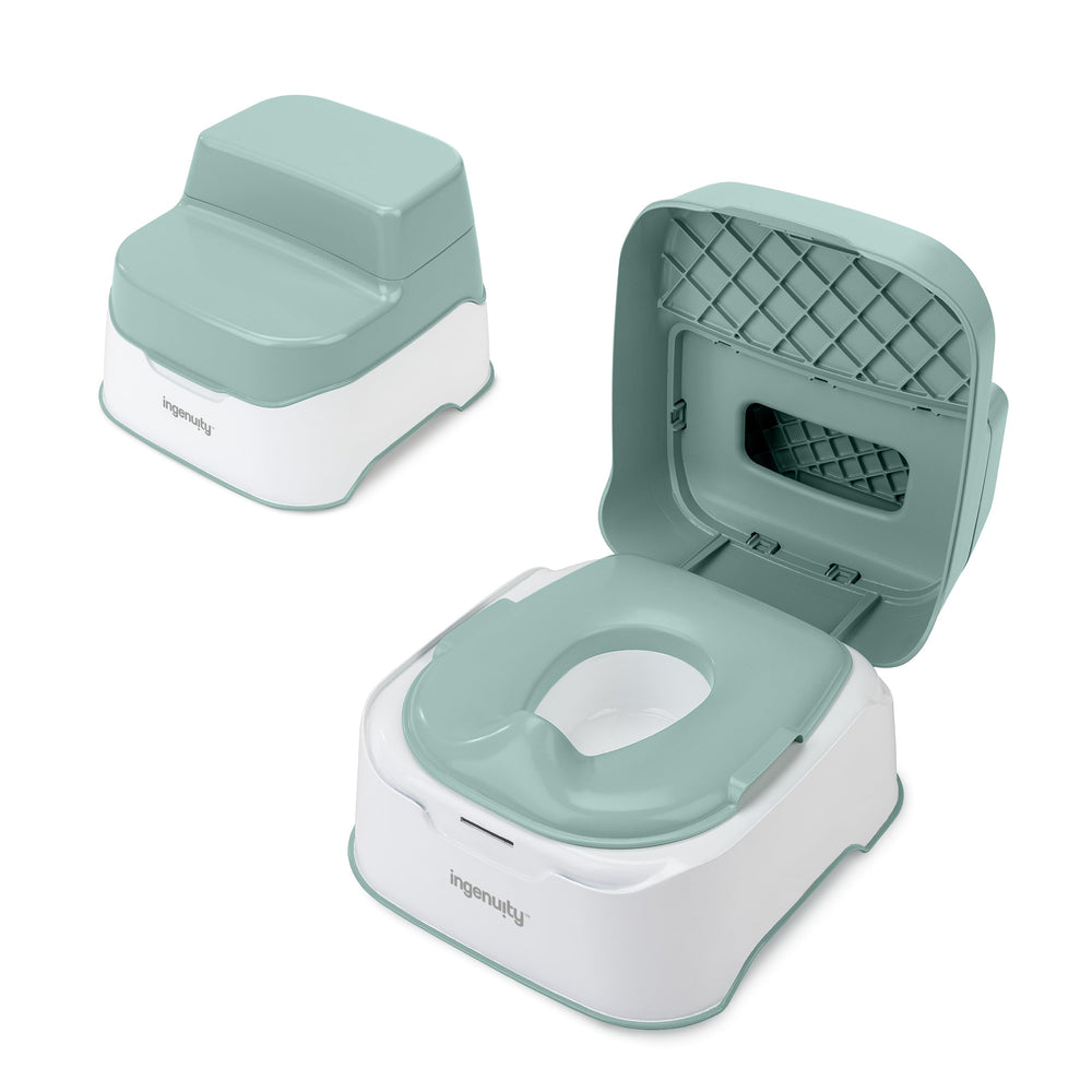 Ingenuity front view of 3-in-1 potty showing compact design and transitions