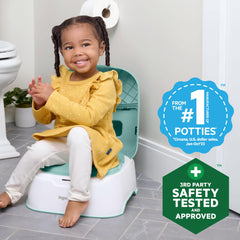 Ingenuity topper placed on an adult toilet for safe seat transition