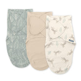 Ingenuity SwaddleMe front packaging showing monogram pattern and benefits