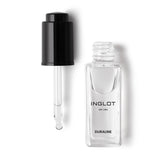 Inglot Duraline front bottle showing clear liquid and label for easy identification and portability