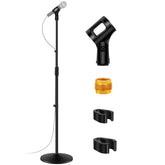 InnoGear mic stand front view showing stable weighted base and boom