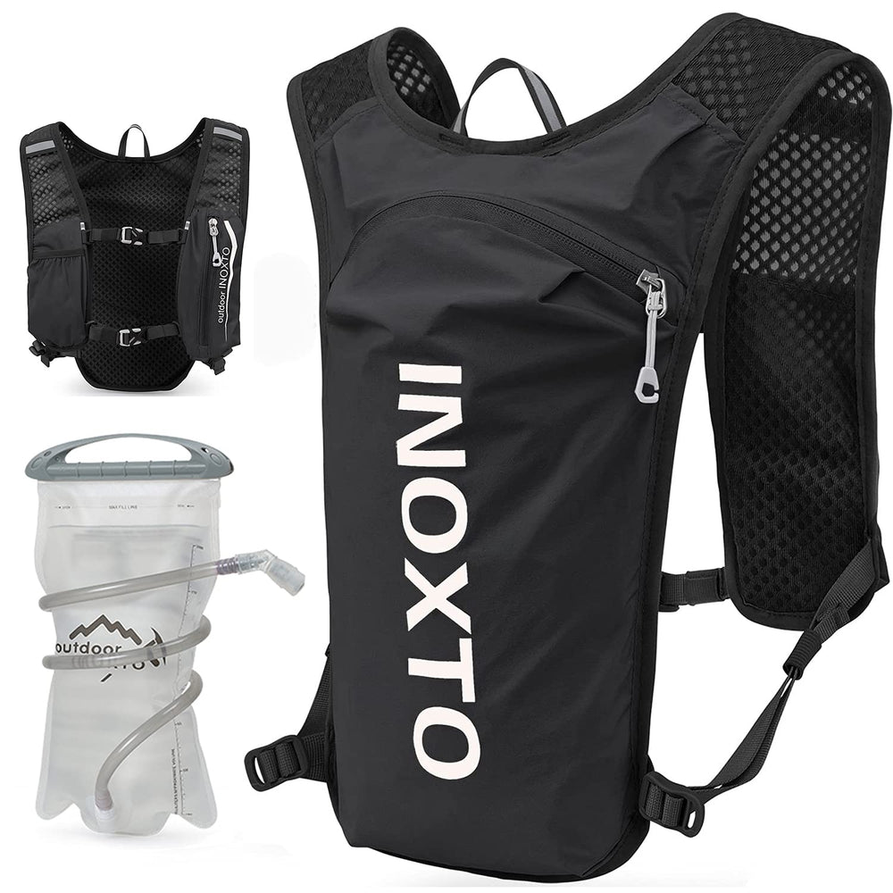 IX INOXTO front view of vest showing pockets and reflective trim for safer runs