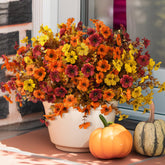 INQCMY front packaging of 12 fall flower bundles showing seasonal colors and value