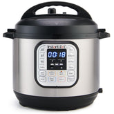 Instant Pot front view stainless steel showing compact design and appliance versatility