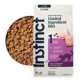 Instinct bag front showing Real Rabbit formula and limited ingredient benefits
