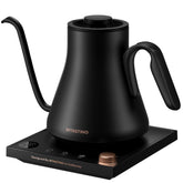 INTASTING gooseneck kettle front view showing compact shape and handle benefit precision