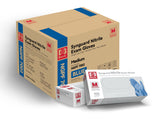 Intco box front view showing blue nitrile gloves and bulk supply benefit