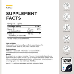 Integrative Therapeutics detailed label shot showing active K2 and D3 ingredient names