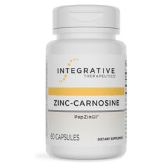 Integrative Therapeutics bottle front label showing Zinc-Carnosine for digestive support