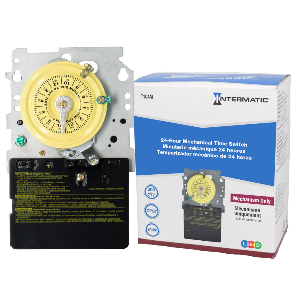 Intermatic T104M front face showing dial and mounting, durable daily scheduling